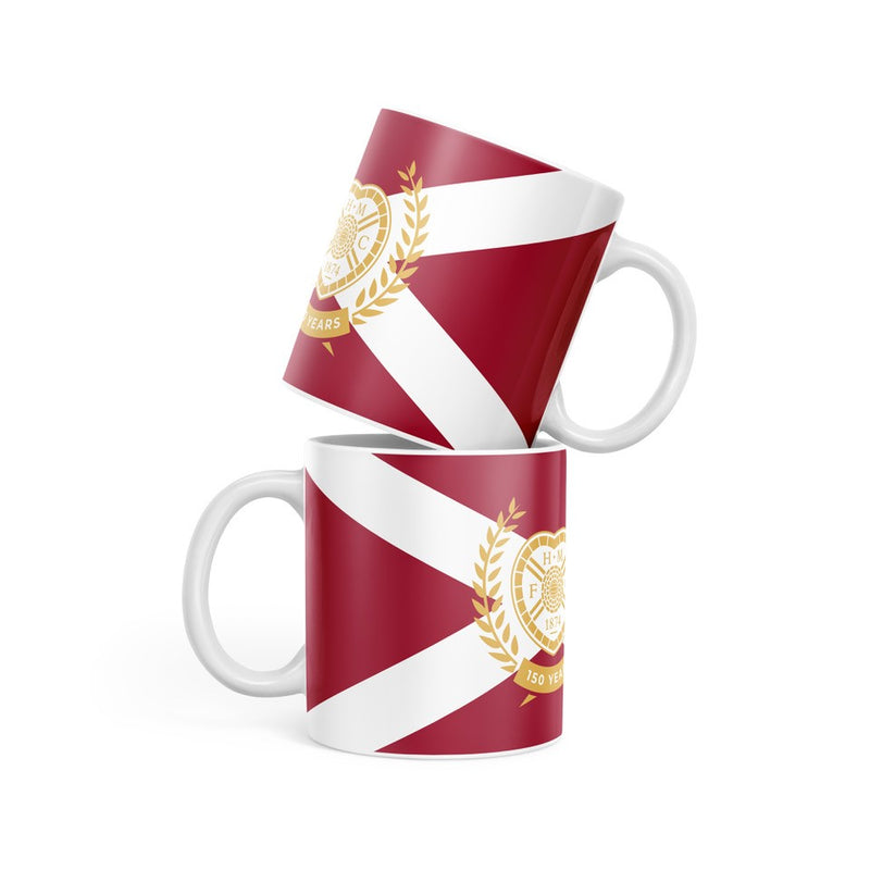150th maroon saltire mug